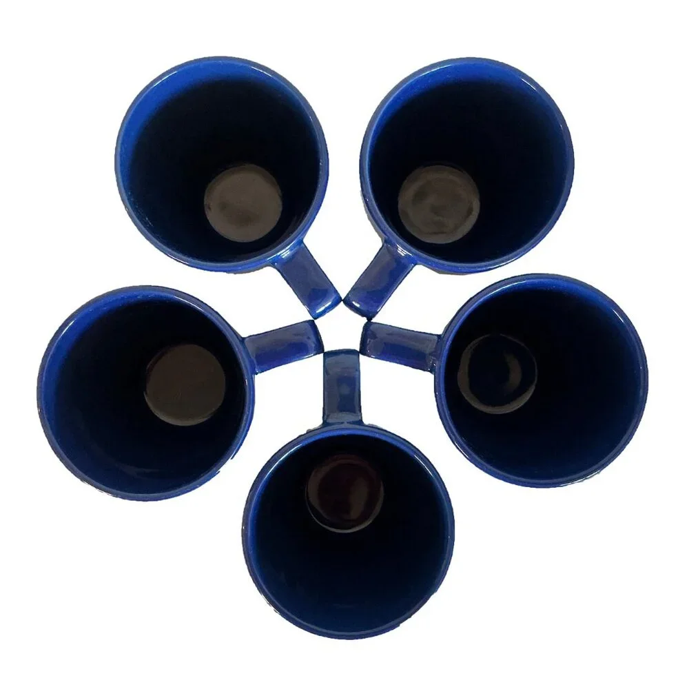 GUC IKEA FARGRIK Lot of 5 #14667 Cobalt Blue Stoneware Coffee Tea Cups Mugs